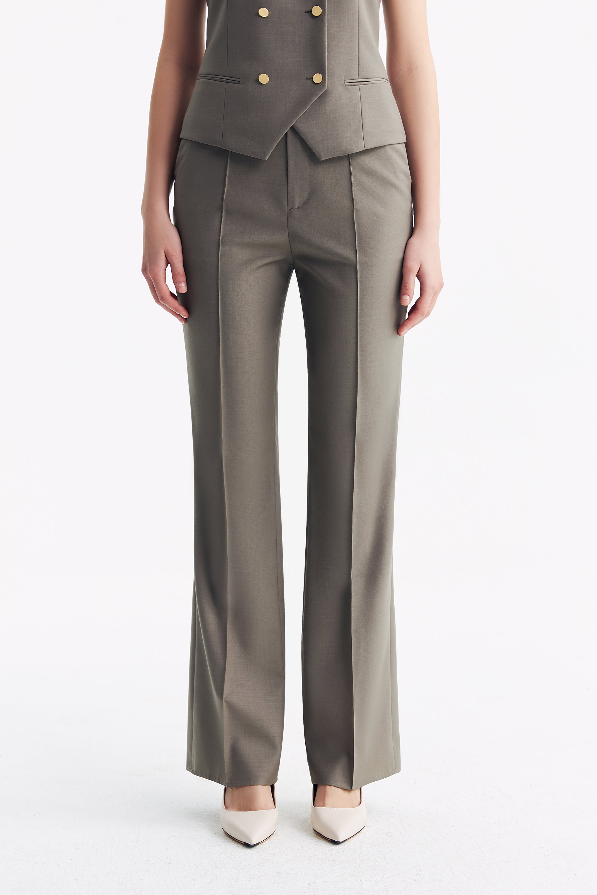 TieForHer - LC GANDI™ Tailored Slim-fit Ankle-length Trousers - Caterpillar Grey - Trouser