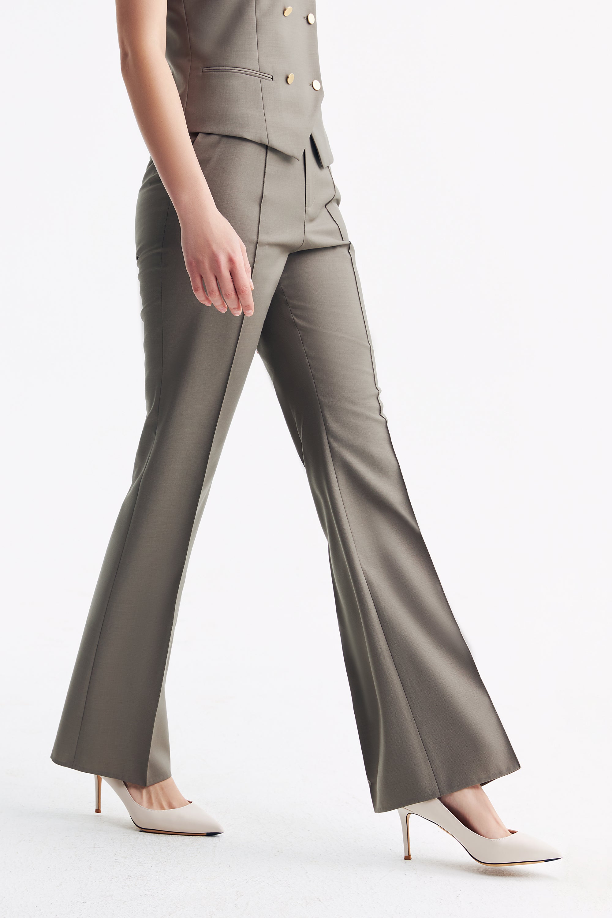 TieForHer - LC GANDI™ Tailored Slim-fit Ankle-length Trousers - Caterpillar Grey - Trouser