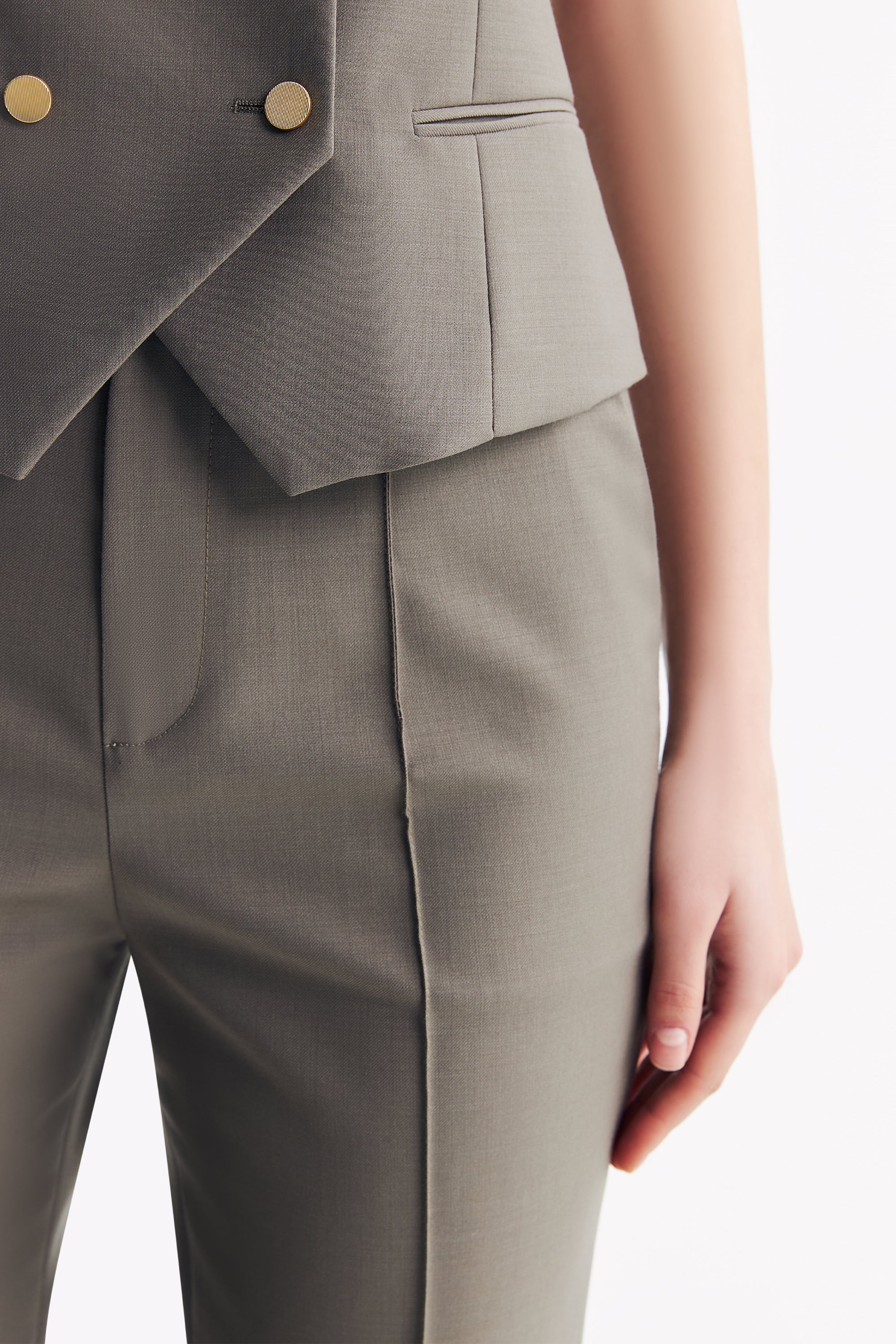 TieForHer - LC GANDI™ Tailored Slim-fit Ankle-length Trousers - Caterpillar Grey - Trouser