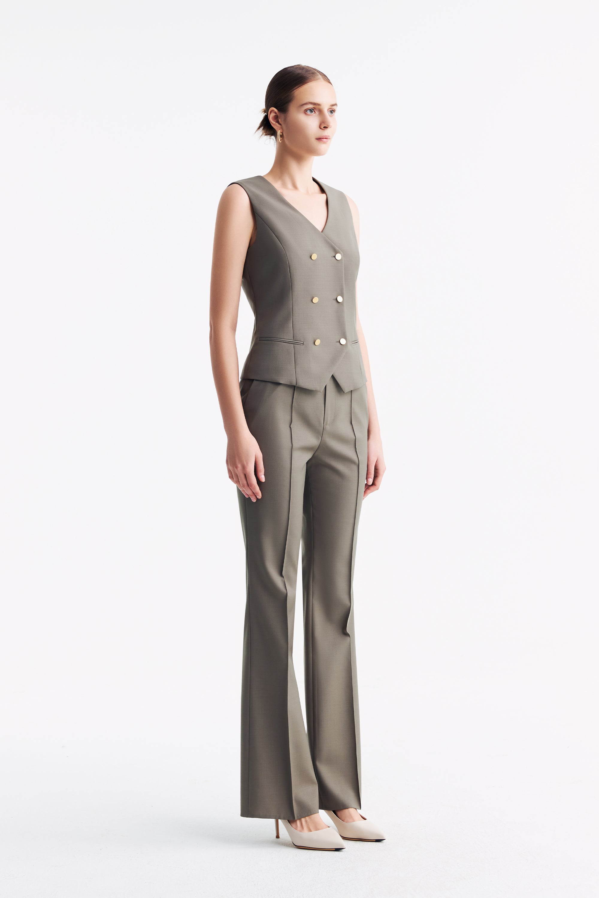 TieForHer - LC GANDI™ Tailored Slim-fit Ankle-length Trousers - Caterpillar Grey - Trouser