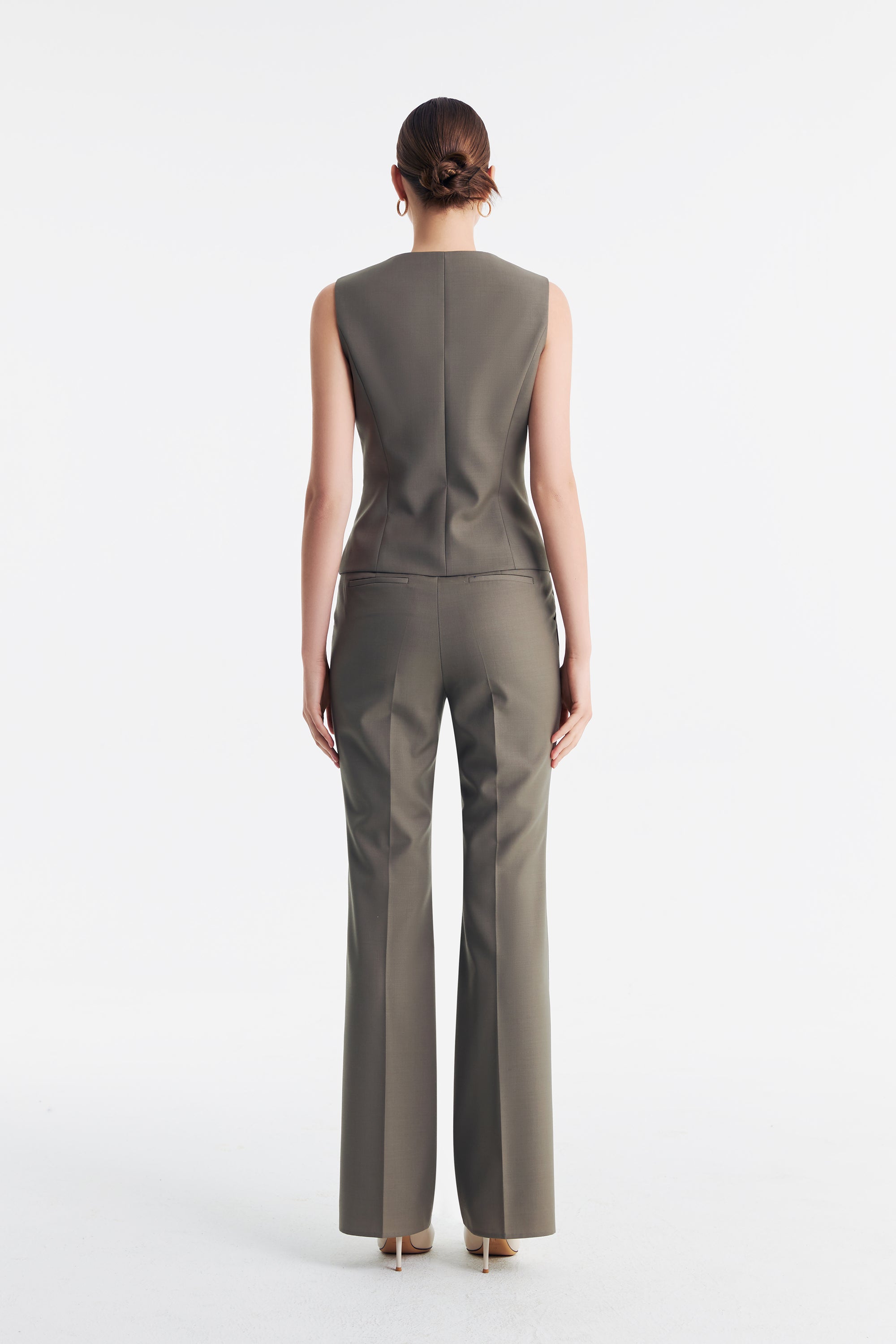 TieForHer - LC GANDI™ Tailored Slim-fit Ankle-length Trousers - Caterpillar Grey - Trouser