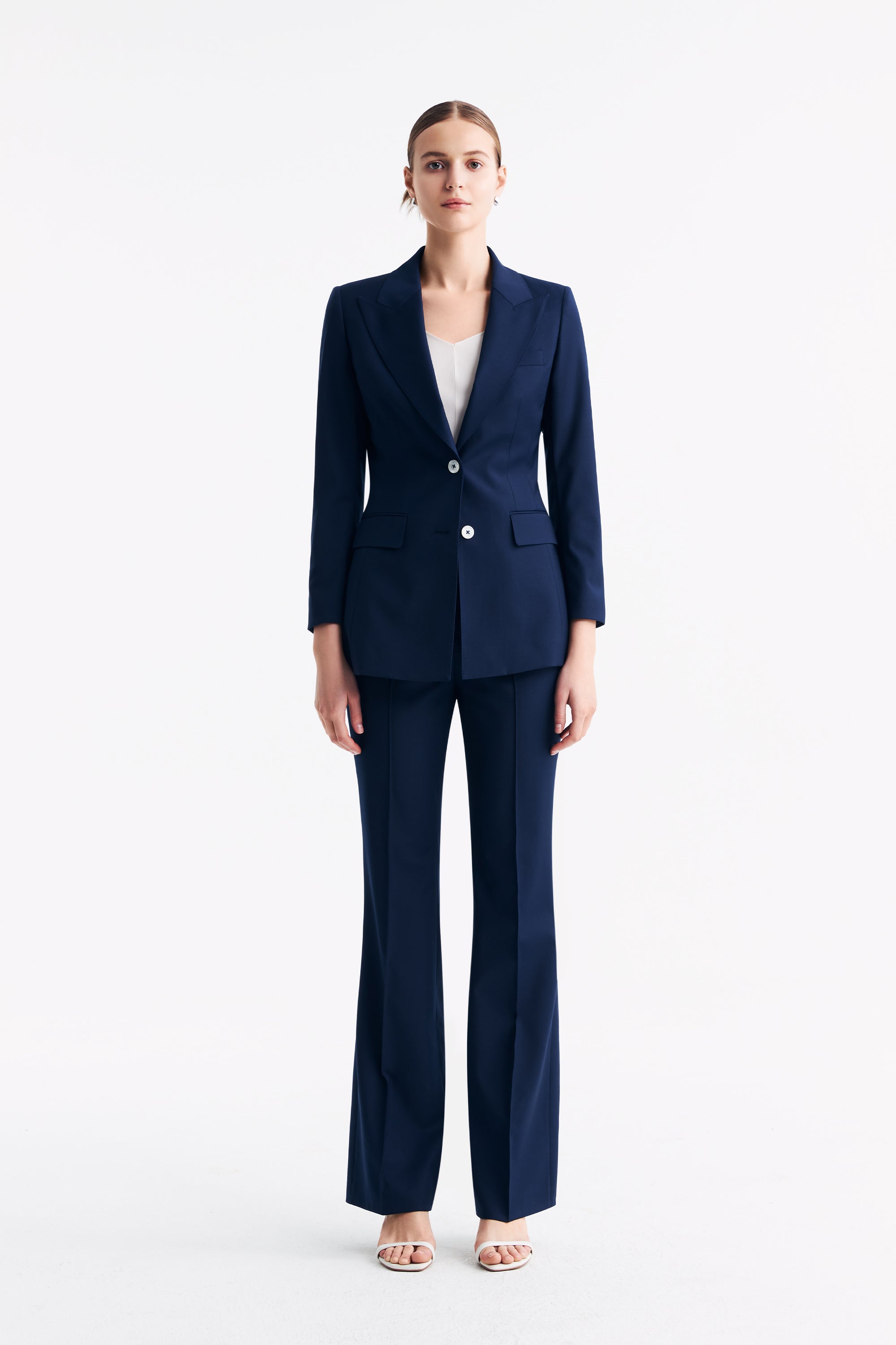 TieForHer - LC GANDI™ Tailored Slim-fit Ankle-length Trousers - Dark Blue - Trouser