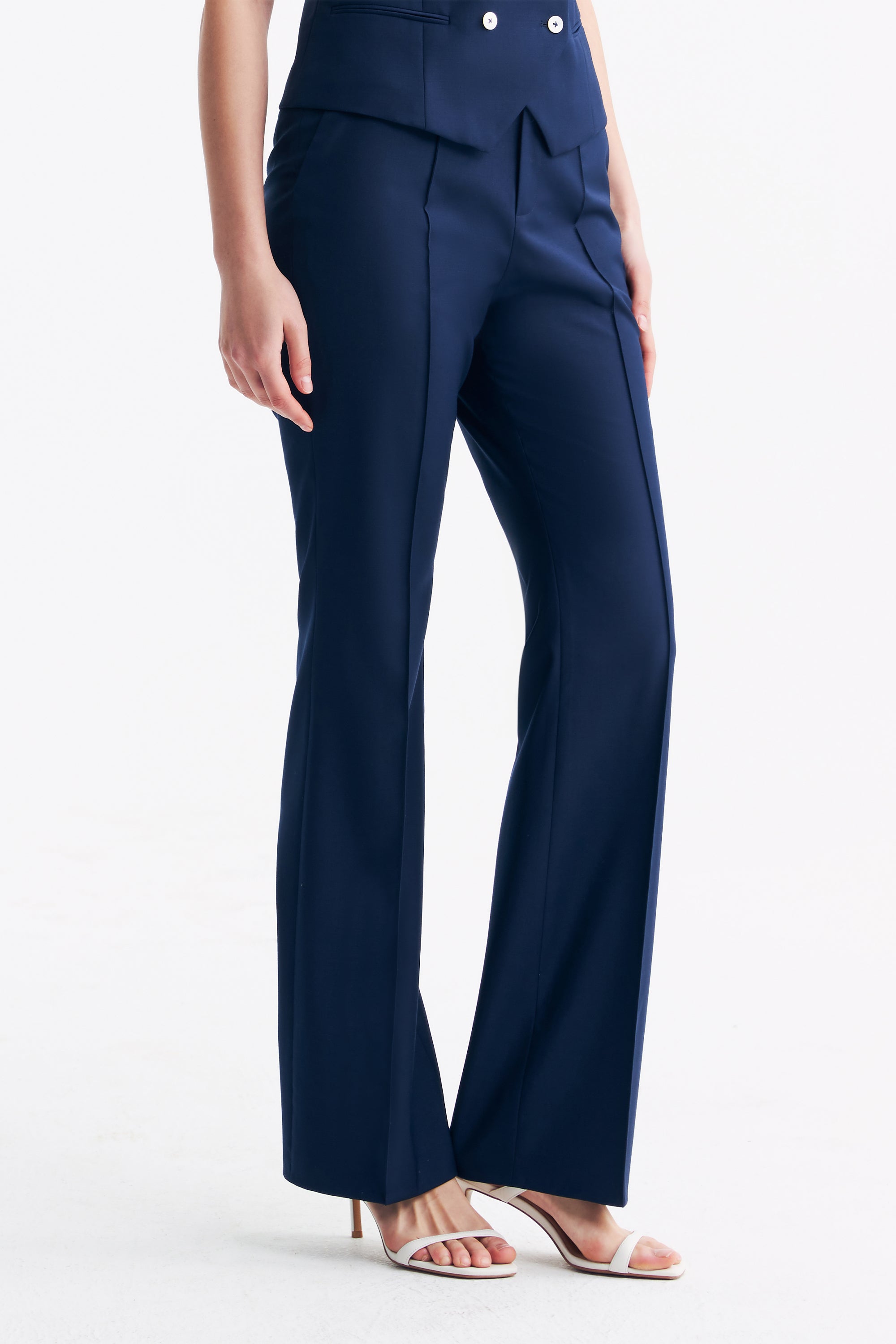 TieForHer - LC GANDI™ Tailored Slim-fit Ankle-length Trousers - Dark Blue - Trouser