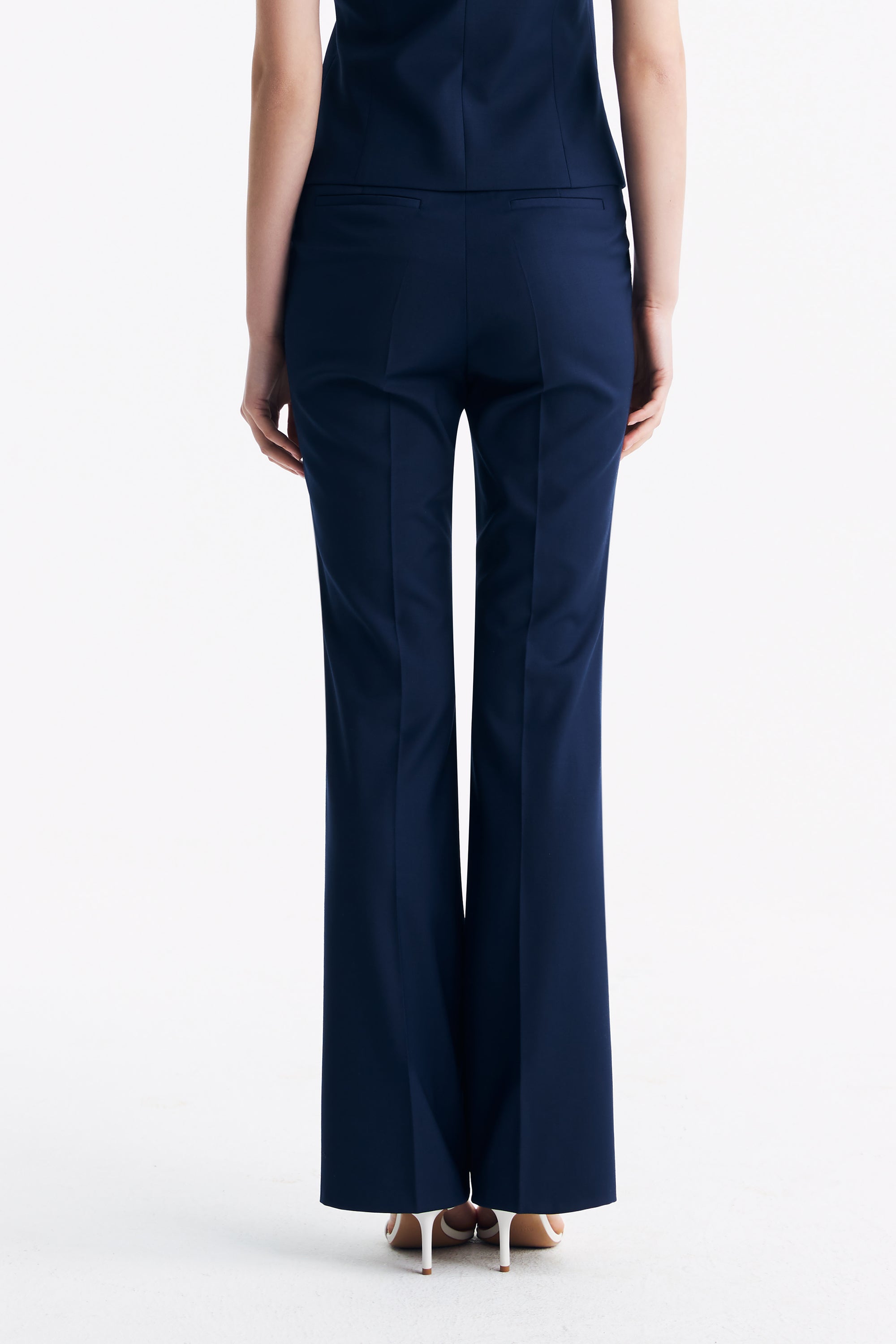 TieForHer - LC GANDI™ Tailored Slim-fit Ankle-length Trousers - Dark Blue - Trouser