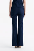 LC GANDI™ Loyal Navy Blue Subtle Grid Ankle-length Trousers
