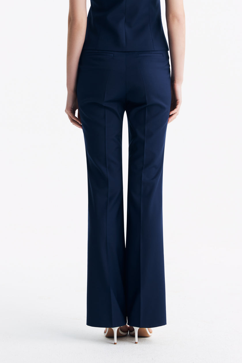 LC GANDI™ Loyal Navy Blue Subtle Grid Ankle-length Trousers