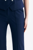 LC GANDI™ Loyal Navy Blue Subtle Grid Ankle-length Trousers