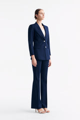 LC GANDI™ Tailored Slim-fit Ankle-length Trousers - Dark Blue