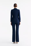 LC GANDI™ Loyal Navy Blue Subtle Grid Ankle-length Trousers