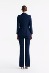 LC GANDI™ Tailored Slim-fit Ankle-length Trousers - Dark Blue