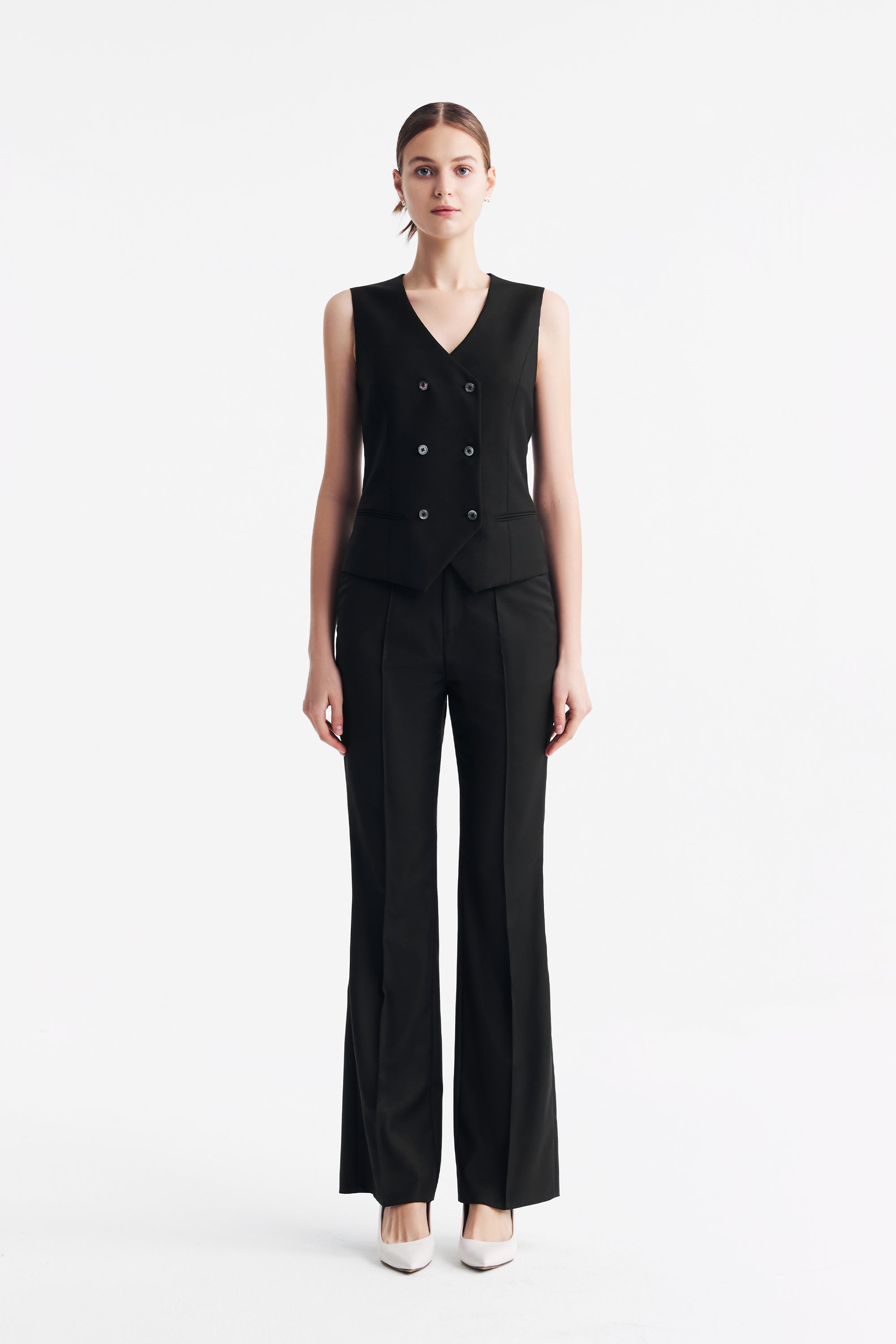 TieForHer - LC GANDI™ Tailored Slim-fit Ankle-length Trousers - Black - Trouser