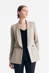 LC HERBEN™ Rounded Lapel Double-breasted Two-buttons Blazer - Apricot