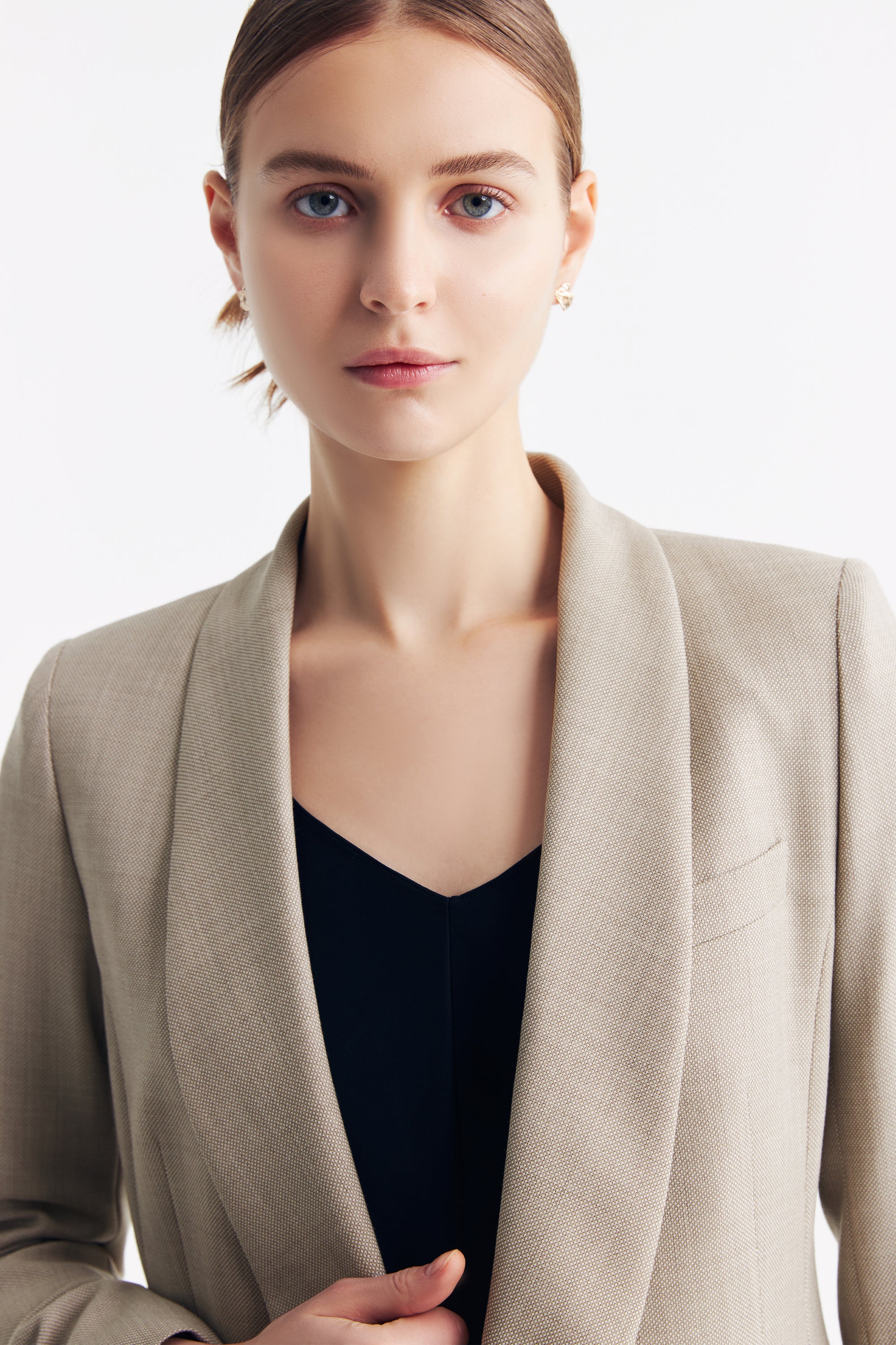 TieForHer - LC HERBEN™ Rounded Lapel Double-breasted Two-buttons Blazer - Apricot - Blazer