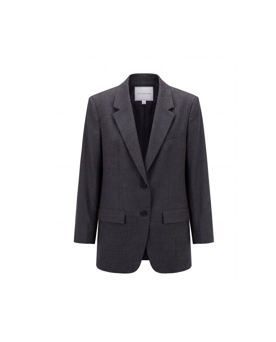 Single-Breasted Blazer Charcoal Grey