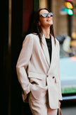EV LéSuit™ Creamy White Loose-fit Double-breasted Two-button Blazer