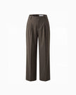 Warm Tea Brown high-rise wide-leg trousers with double front pleats, front product view