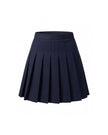 Deep Navy high-rise pleated mini skirt, front product view