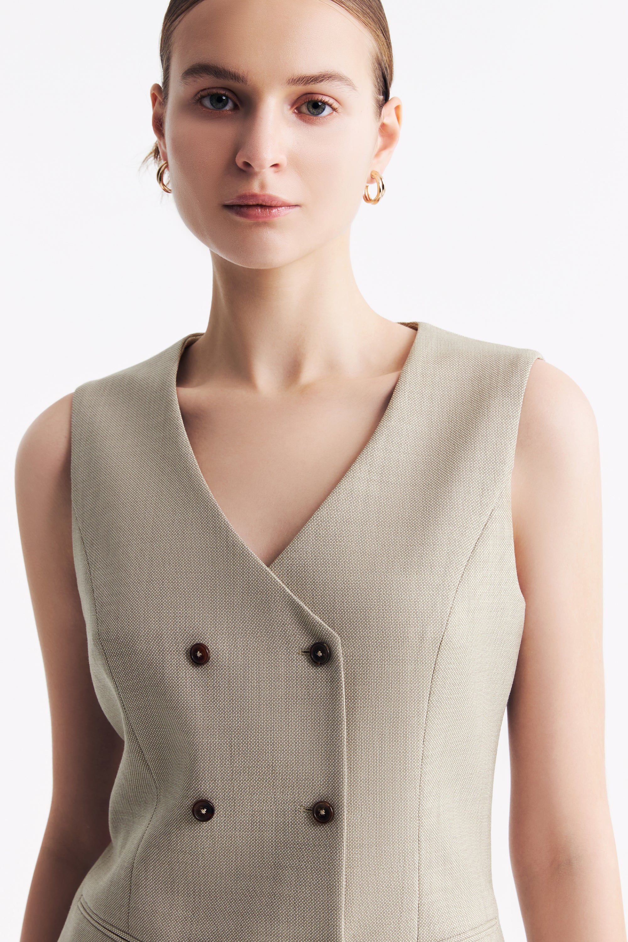 TieForHer - LC TERESA™ Double-breasted Vest - Apricot - Vest