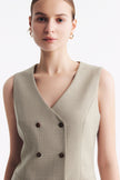 LC TERESA™ Apricot Granular Texture Double-breasted Vest