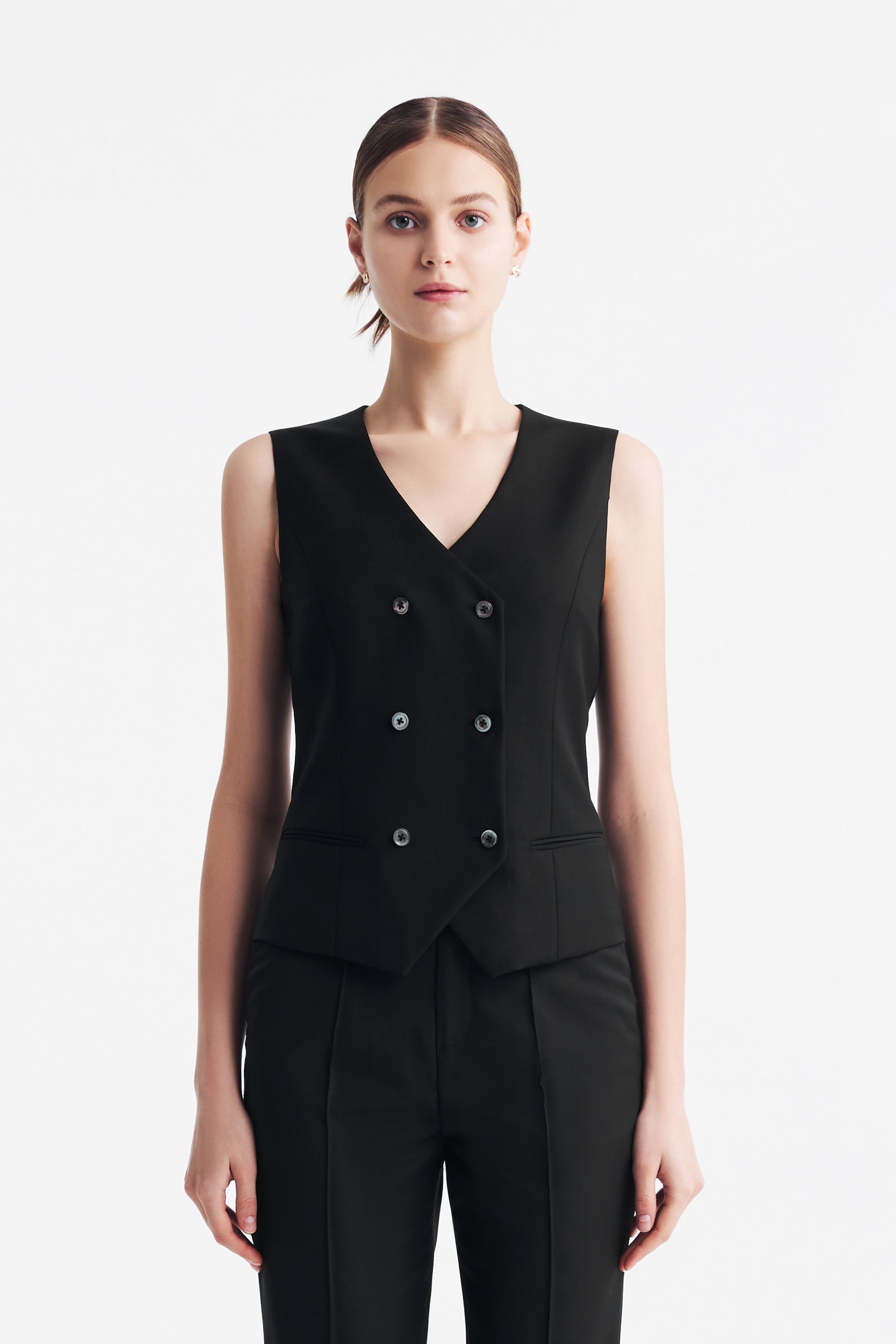 TieForHer - LC TERESA™ Double-breasted Vest - Black - Vest