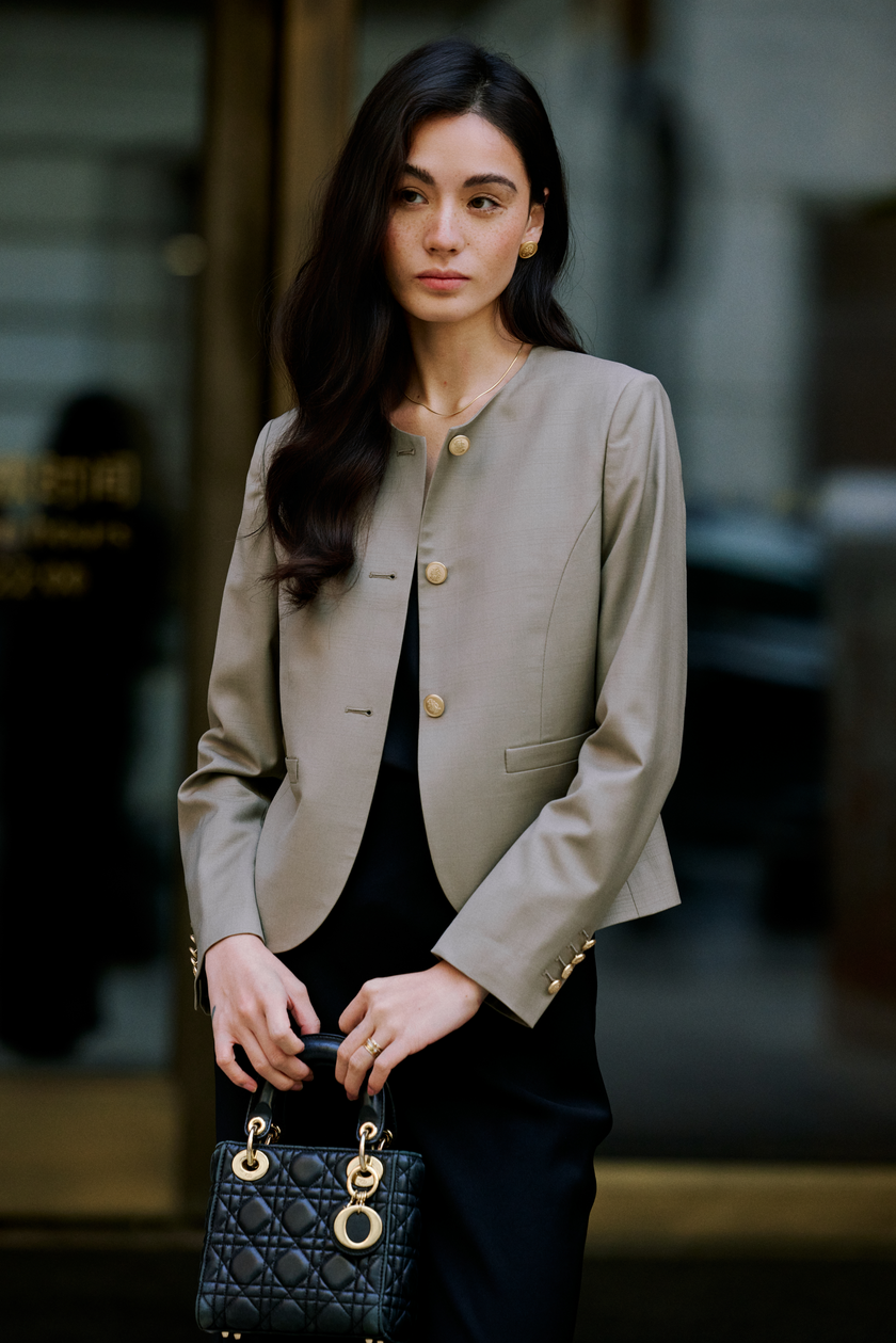 LC GABRI™ Apricot Granular Texture Short Jacket