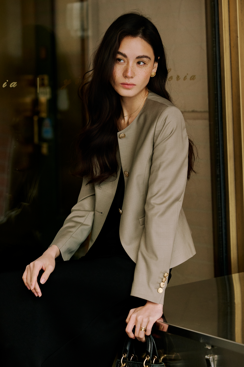 LC GABRI™ Apricot Granular Texture Short Jacket