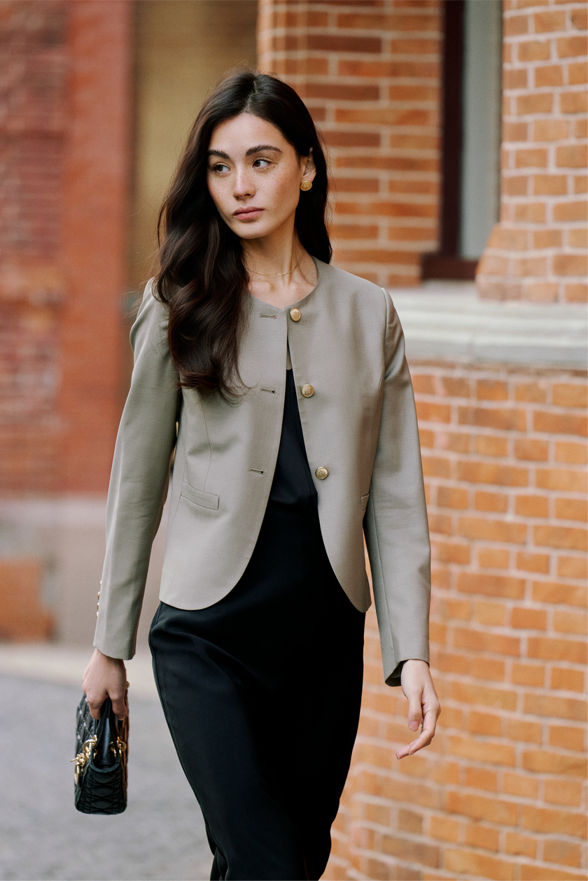LC GABRI™ Apricot Granular Texture Short Jacket