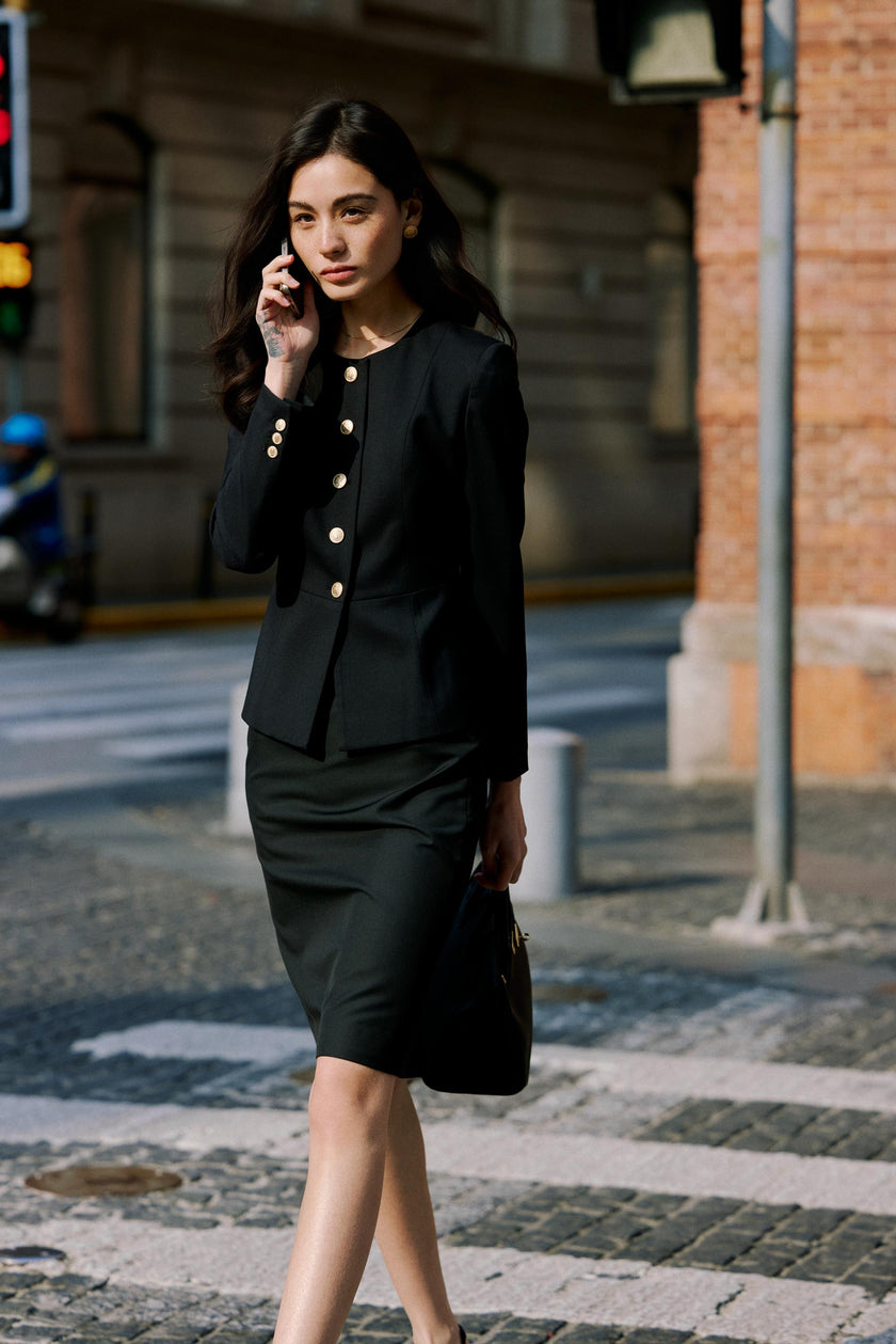 EV LéJac™ Berkeley Black Single-breasted Five-button Jacket
