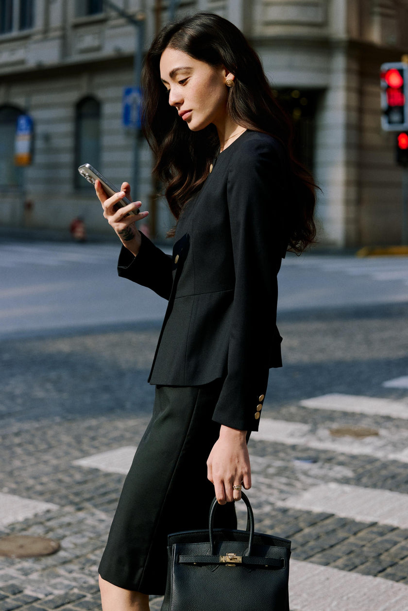 EV LéJac™ Berkeley Black Single-breasted Five-button Jacket