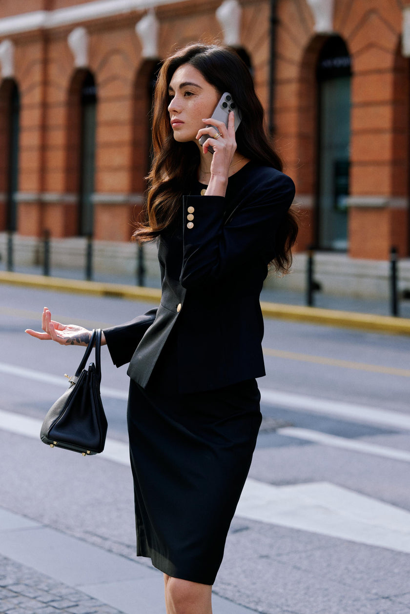 EV LéJac™ Berkeley Black Single-breasted Five-button Jacket