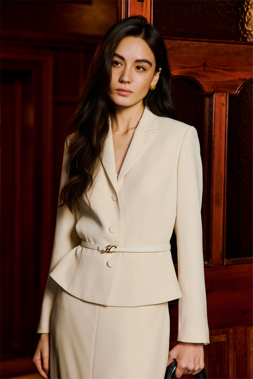 EV LéJac™ vanilla single-breasted lapel jacket