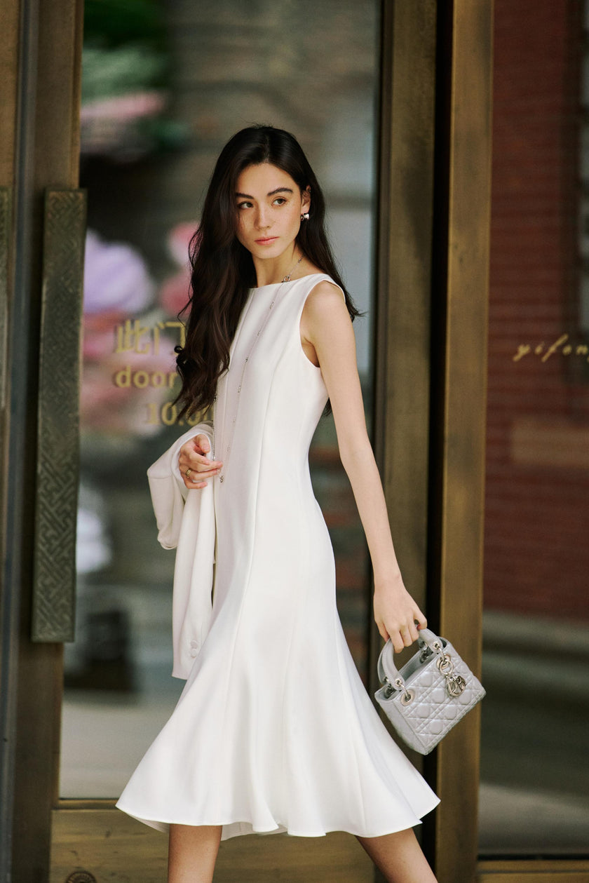 EV Sudro™ Marie White Sleeveless Mermaid Dress