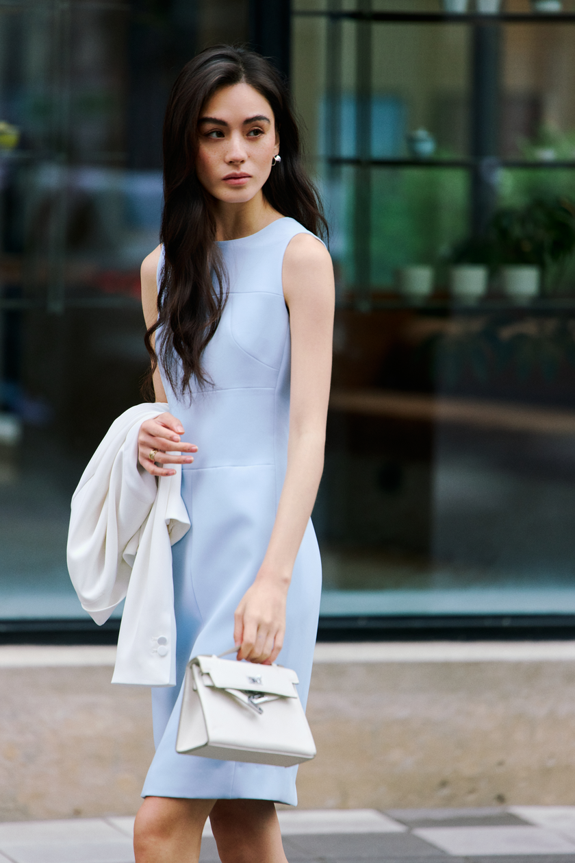 EV Sudro™ Bule Diamond-ratio Tailoring Sleeveless Dress
