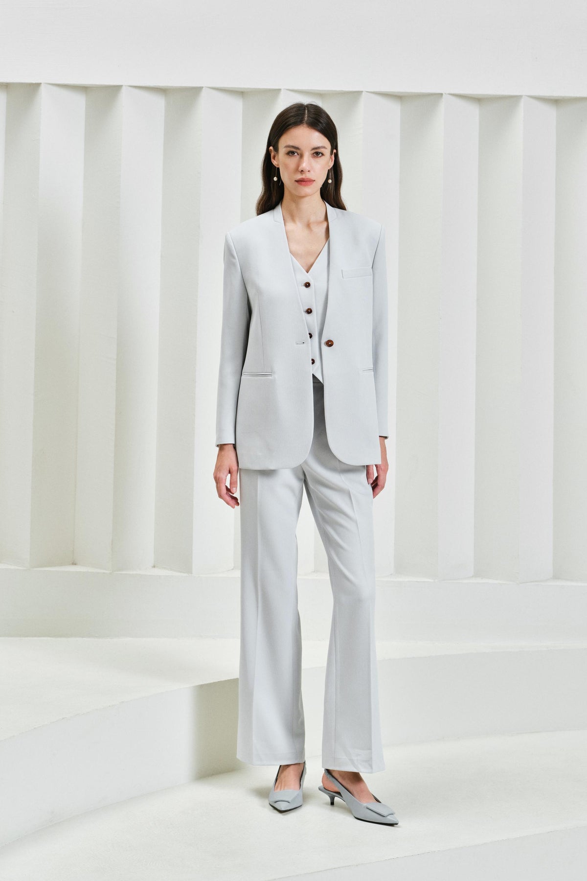 EV LéSuit™ Powder Blue Removable Inner Vest Blazer Styling