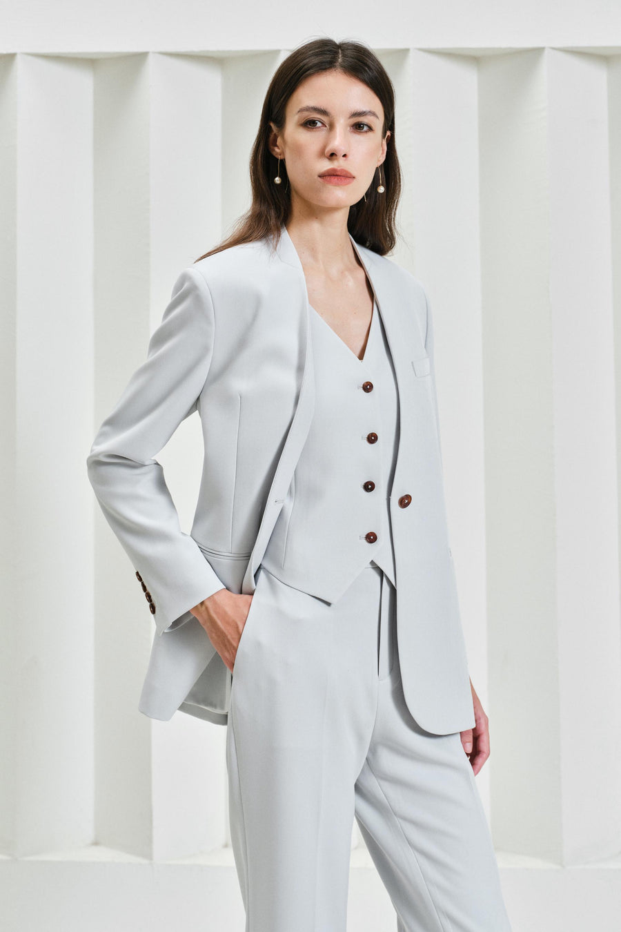 Wells Faux Two-Piece Blazer Powder Blue