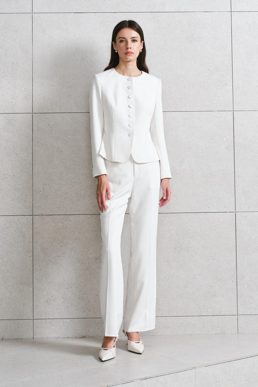 EV LéJac™ Piana White Single-breasted Seven-button Jacket