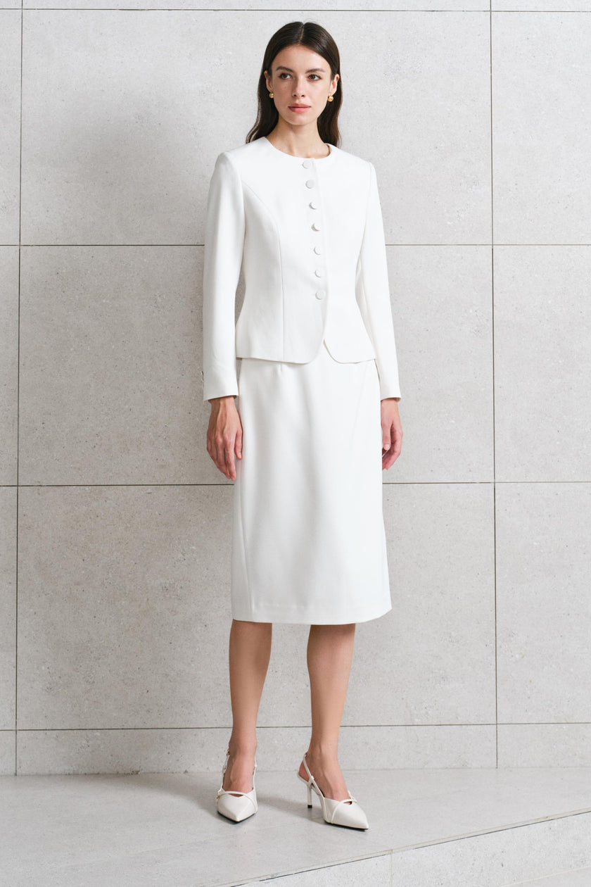 EV LéJac™ Piana White Single-breasted Seven-button Jacket