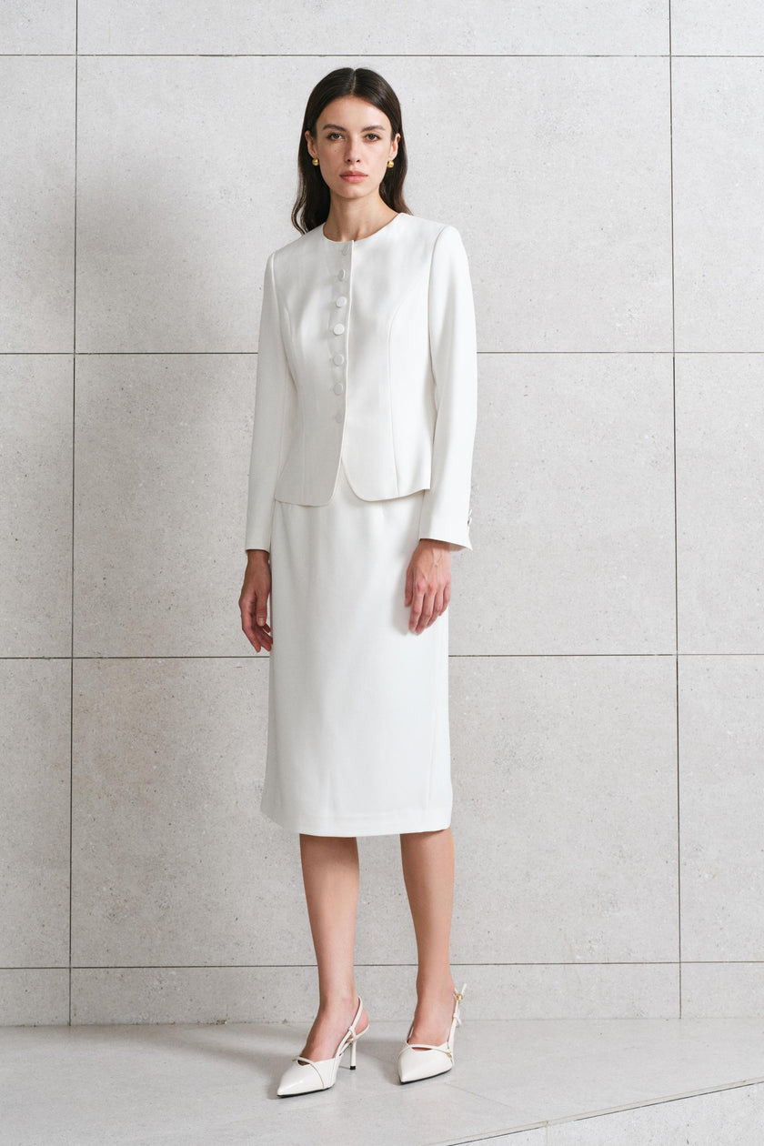 EV LéJac™ Piana White Single-breasted Seven-button Jacket