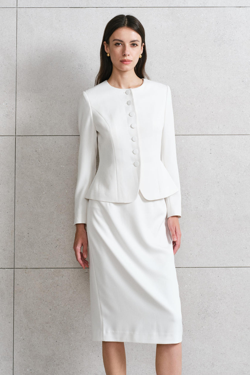 EV LéJac™ Piana White Single-breasted Seven-button Jacket