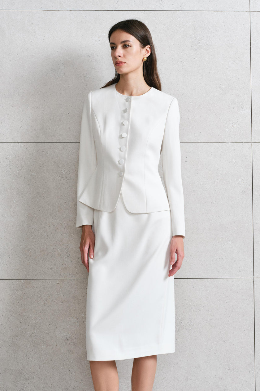 EV LéJac™ Piana White Single-breasted Seven-button Jacket