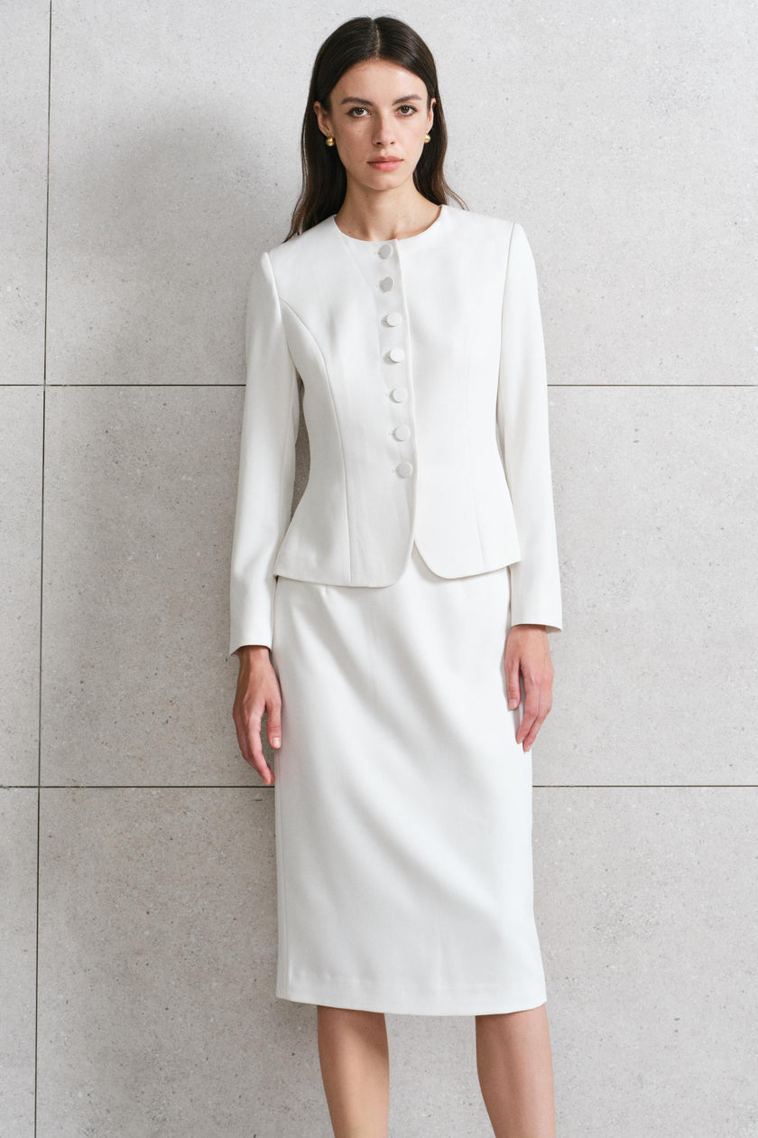 EV LéJac™ Piana White Single-breasted Seven-button Jacket