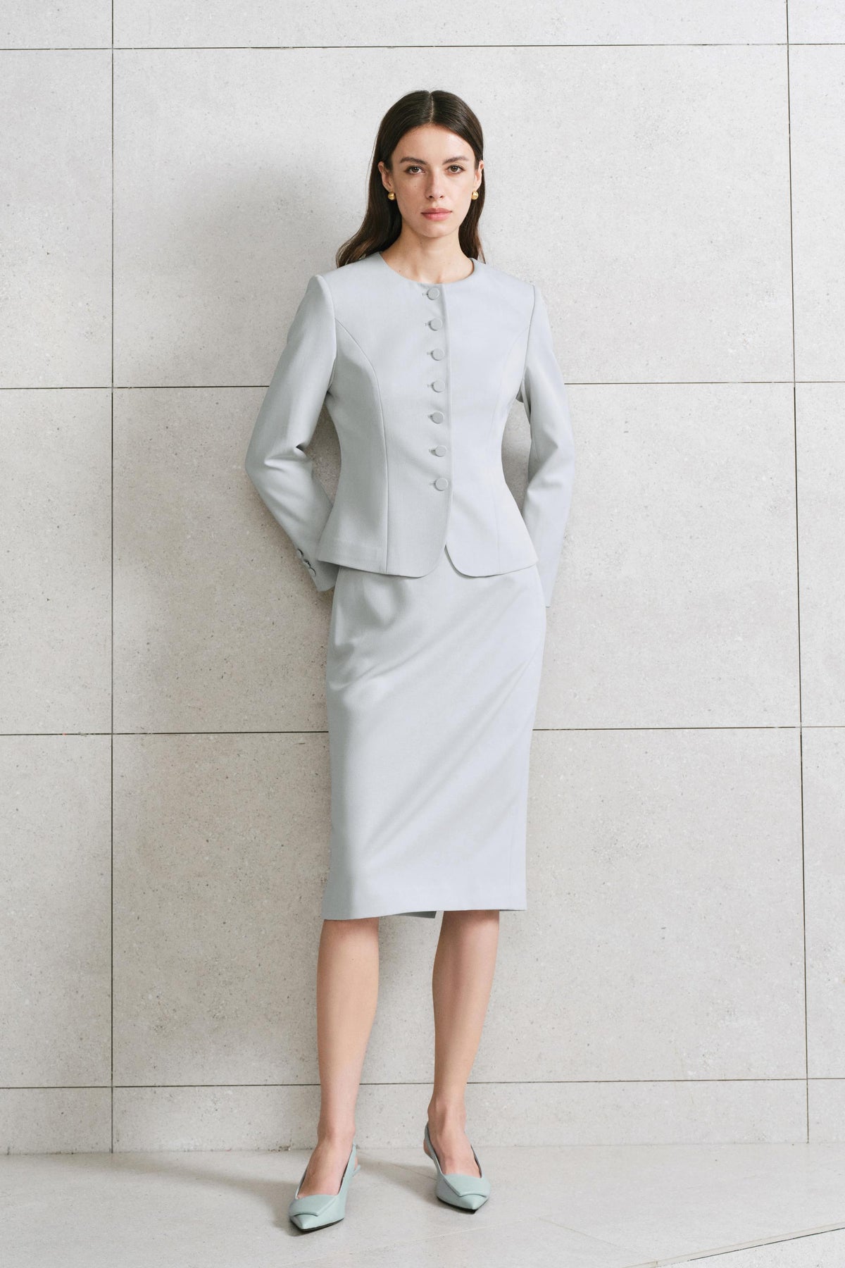 EV LéJac™ Piana Power Blue Single-breasted Seven-button Jacket Styling