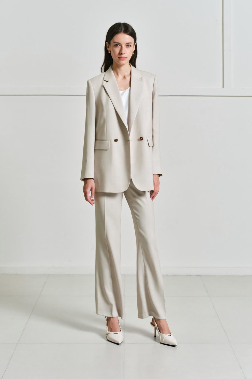 EV LéSuit™ White Loose-fit Double-breasted Two-button Blazer