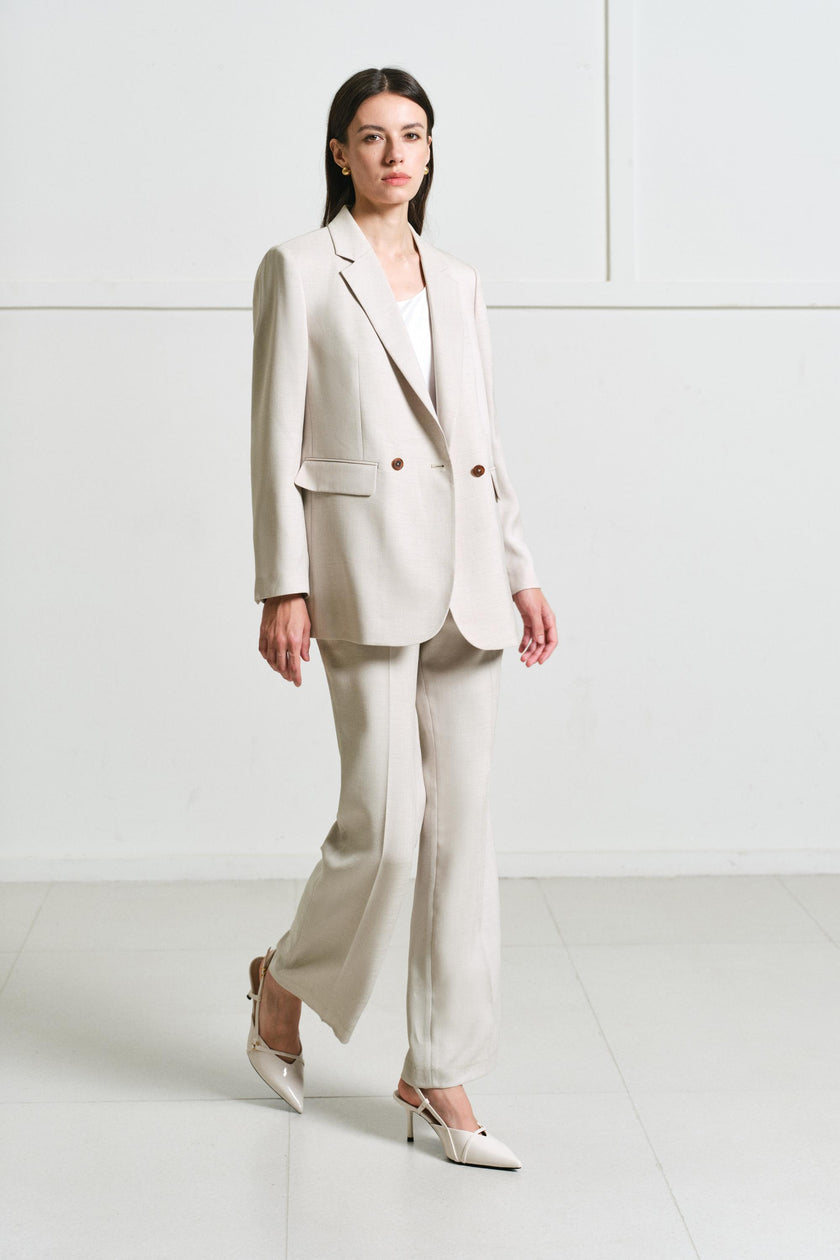 EV LéSuit™ White Loose-fit Double-breasted Two-button Blazer