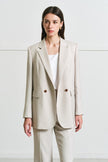 EV LéSuit™ White Loose-fit Double-breasted Two-button Blazer