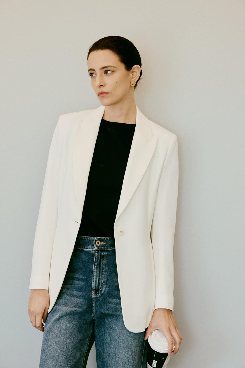 EV LéSuit™ White Single-breasted One-button Blazer