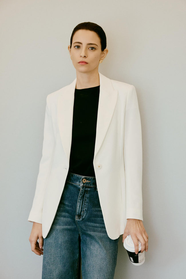 EV LéSuit™ White Single-breasted One-button Blazer
