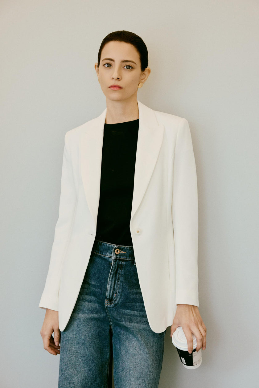 EV LéSuit™ White Single-breasted One-button Blazer