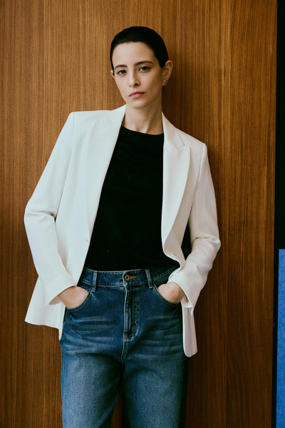 EV LéSuit™ White Single-breasted One-button Blazer