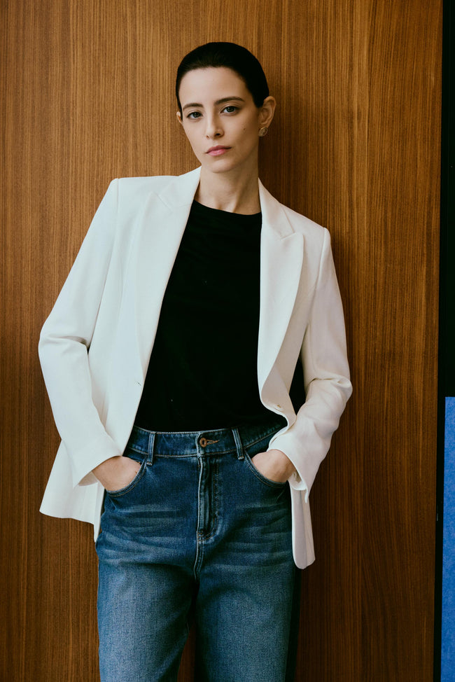 EV LéSuit™ White Single-breasted One-button Blazer